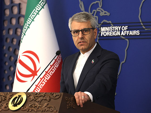 GettyImages2260314897 Iranian foreign ministry spokesman Esmail Baqaei responds to reporters on his country's fo