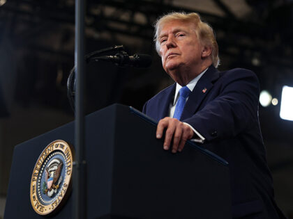 U.S. President Donald Trump pauses while delivering remarks at the David S. Mack Center fo