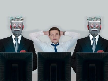 Human and AI robots working together
