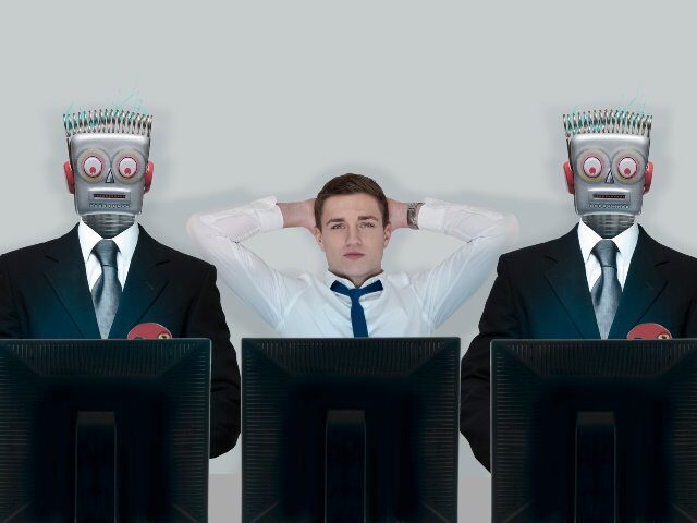 Human and AI robots working together