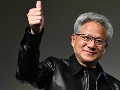 Jensen Huang with a thumbs up for Nvidia