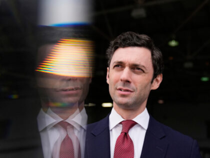 Sen. Jon Ossoff, D-Ga., speaks during an interview at Dobbins Air Reserve Base, April 26,