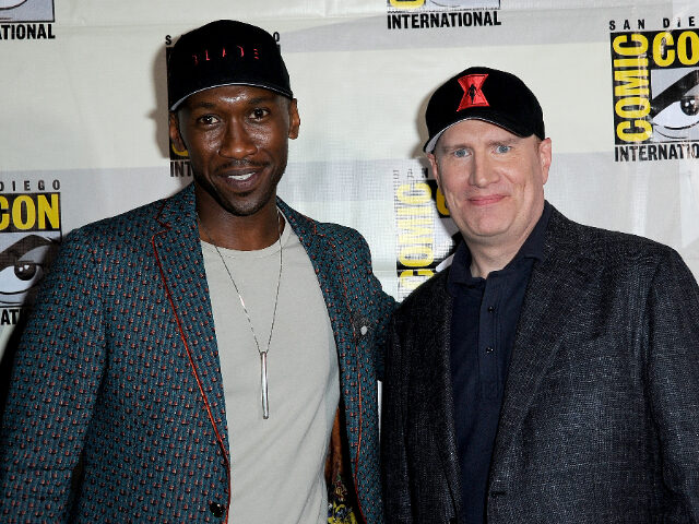 SAN DIEGO, CALIFORNIA - JULY 20: Mahershala Ali and Kevin Feige attend Marvel Studios Pane