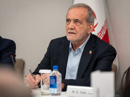 MasoudMasoud Pezeshkian, the President of Iran, takes questions from the media at a press