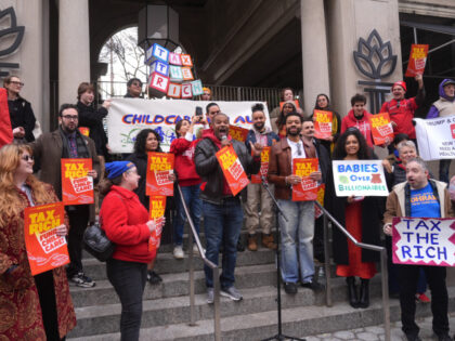 New York City Democratic Socialists (NYC-DSA) hold a rally in Union Square marking the sta