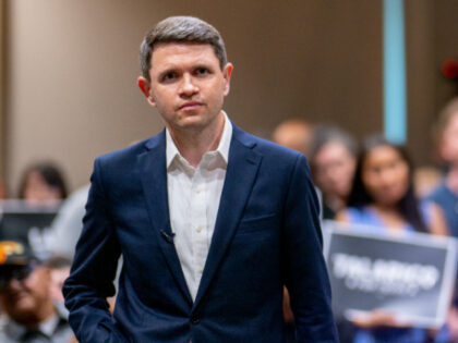 Democratic U.S. Senate candidate James Talarico listens to a question during the conclusio