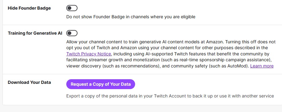 Twitch settings AI