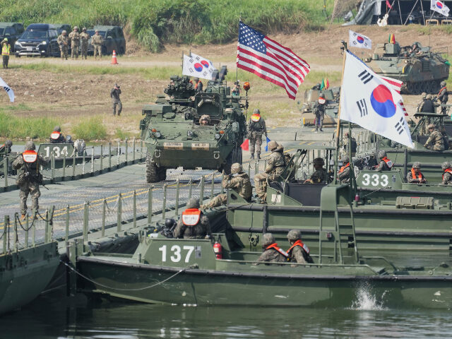 Ulchi Freedom Shield A vehicle from U.S. Army's the Stryker Combat Team crosses a floating bridge on the N