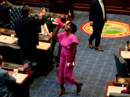 FILE - State Rep. Angie Nixon, D-Florida., speaks loudly on the House floor as the House v