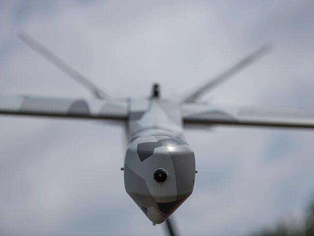  Ukrainian unmanned combat aerial vehicle is seen at a