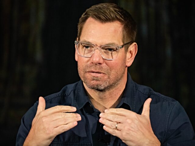 swalwell stopped Pasadena, CA - January 28:Candidate for governor Rep. Eric Swalwell attends a climate-focu