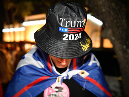A supporter of Donald Trump in Miami, Florida, on November 5, 2024. (SILVIO CAMPOS/AFP via