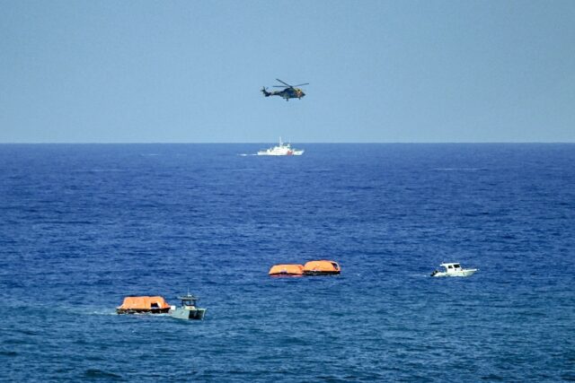 Boats, a Turkish naval ship and a helicopter took part in the rescue operation after the f