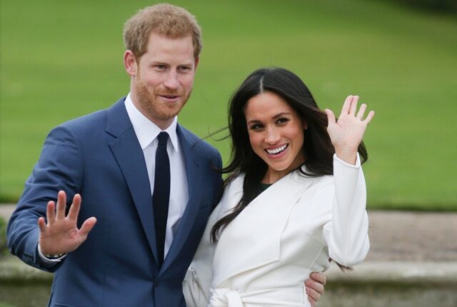 Britain's Prince Harry posed with his then fiancee US actress Meghan Markle in Novemb