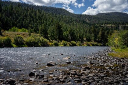 The Rio Grande river is seen flowing in Rio Grande National Forest, Colorado
