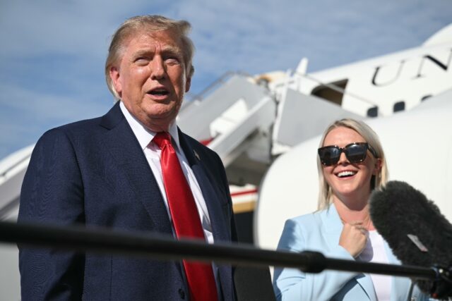 White House Press Secretary Karoline Leavitt (right), who gave birth to her second child i