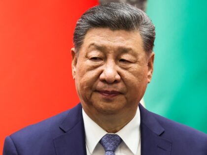 BEIJING, CHINA - MAY 12: China's President Xi Jinping looks on during a signing cerem