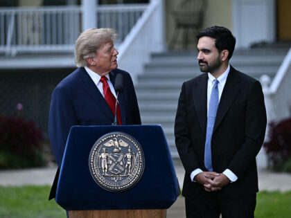 US President Donald Trump speaks with New York City mayor Zohran Mamdani during a press co