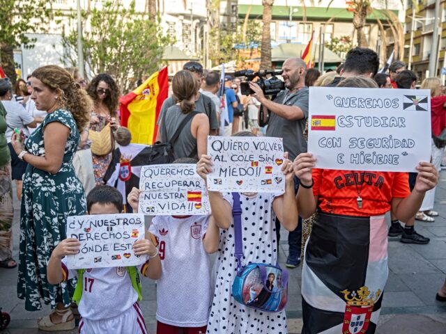 A group of Ceuta residents CEUTA, SPAIN - SEPTEMBER 07: A group of people are protesting against the migration situat