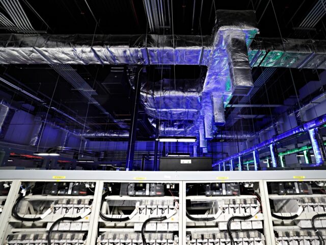 GARLAND, TEXAS - MARCH 4: Air cooling duct work is seen in Dallas TX1's electrical room at