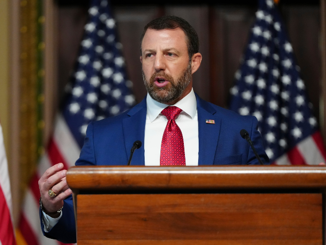 AP26198547247561 Homeland Security Secretary Markwayne Mullin speaks in the Indian Treaty Room at the Eisen