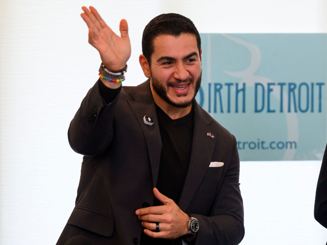 Senatorial candidate Dr. Abdul El-Sayed, left, and former Vice-President Kamala Harris par