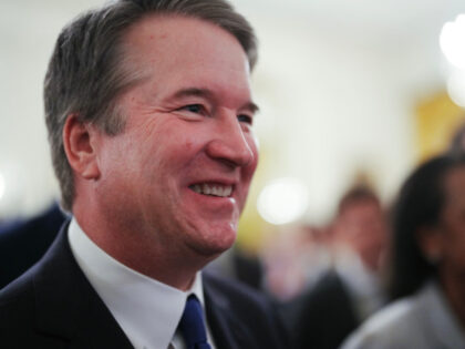 US Supreme Court Associate Justice Brett Kavanaugh departs from the East Room of the White