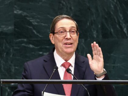 Cuba's Minister for Foreign Affairs Bruno Eduardo Rodríguez Parrilla speaks during the 81
