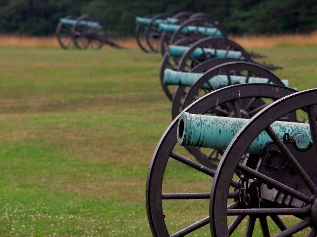 Cannons on civil war battlefield