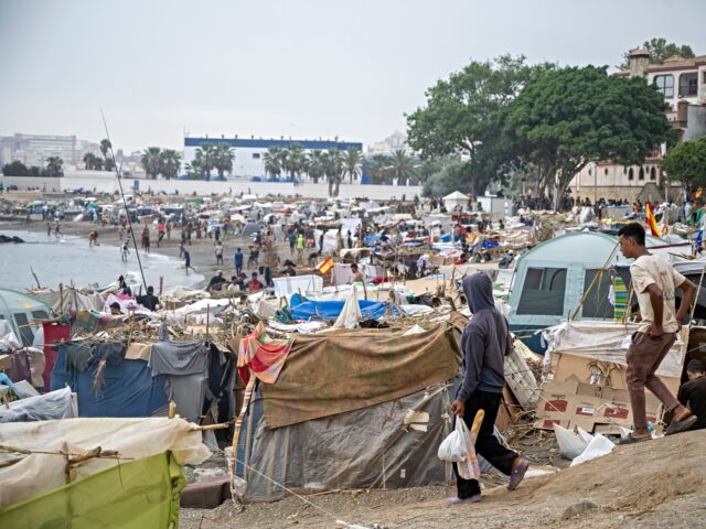 Ceuta responds CEUTA, SPAIN - SEPTEMBER 05: Several migrants camped on the beach on 5 September 2026 in C