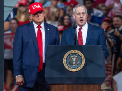 US President Donald Trump, left, and Michael Whatley, former chair of Republican National