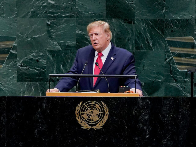 US President Donald Trump speaks during the United Nations General Assembly (UNGA) in New