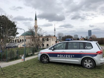 VIENNA, AUSTRIA - MARCH 15: Security officers take security measures near the Vienna Islam