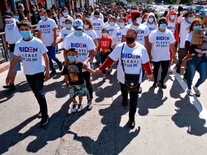 Migrants hold a demonstration demanding clearer United States migration policies, at San Y