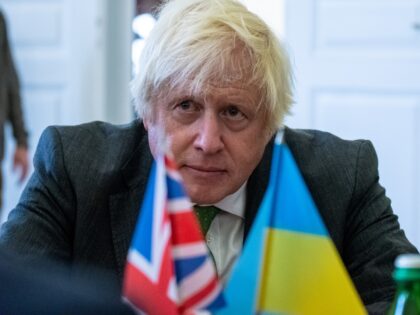 LVIV, UKRAINE - SEPTEMBER 9: Former Prime Minister of Great Britain Boris Johnson against