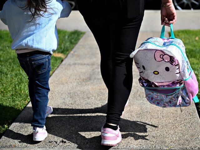 An undocumented immigrant mother from Mexico holds hands while walking with her young daug