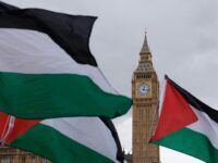LONDON, ENGLAND - JUNE 04: Demonstrators wave Palestinian flags as they form a red line around the Houses of Parliament on June 04, 2025 in London, England. Protesters formed a red line around a large segment of Parliament during Prime Minister's Questions, calling for Starmer to sanction Israel after the UN warned 14,000 children in Gaza face starvation. In the last eight days, the IDF has killed 102 Palestinians, causing the Gaza Government Media Office to accuse Israel of "a horrific, intentionally repeated crime", saying it lured starving Palestinians to aid centres run by the Gaza Humanitarian Foundation, where they were then killed. The Israeli military says three of its soldiers have been killed in northern Gaza's Jabalia area. (Photo by Dan Kitwood/Getty Images)