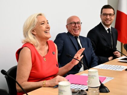 (From L) French far-right Rassemblement National's parliamentary group President Marine Le