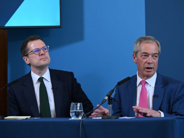 LONDON, UNITED KINGDOM - APRIL 02: Reform UK leader Nigel Farage (R) and Reform UK Treasur