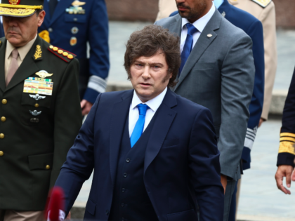 Argentina's President Javier Milei attends a ceremony to honor victims of the 1982 war bet