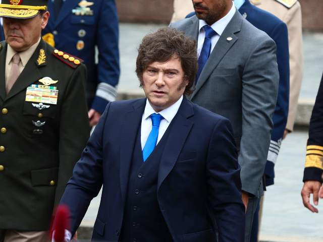 Argentina's President Javier Milei attends a ceremony to honor victims of the 1982 war bet