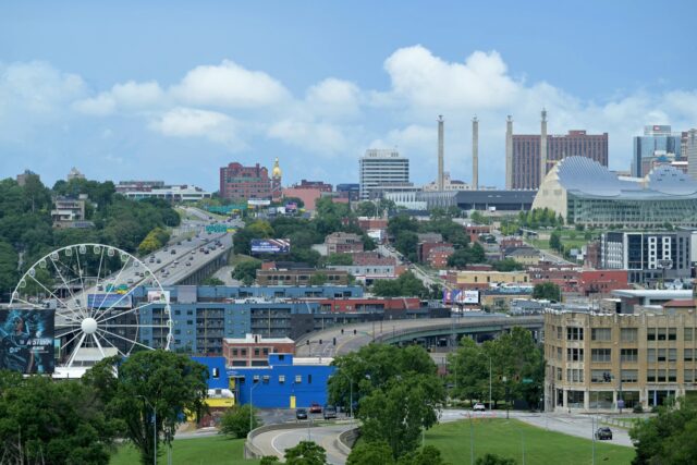 A view of the skyline is seen in Kansas City, Missouri, on June 7, 2026. Kansas will host