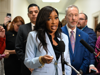 Representative Jasmine Crockett, a Democrat from Texas, joined by House Democrats, speaks