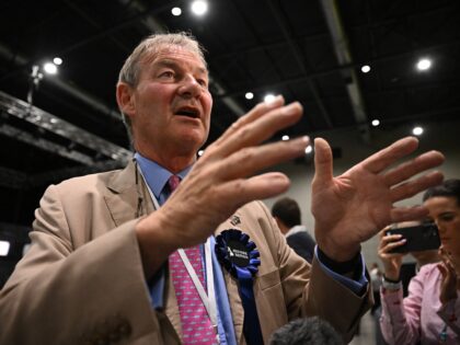 Rupert Lowe, leader of the Restore Britain party speaks to the media at the vote count cen