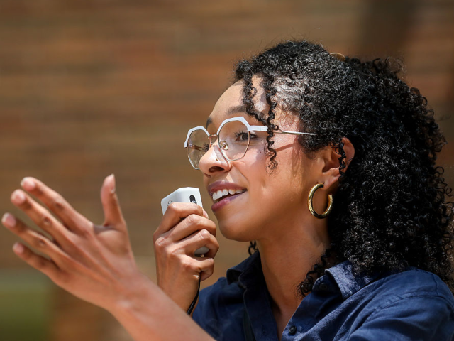 Darializa Avila Chevalier, US Democratic House candidate for New York, speaks during a ral