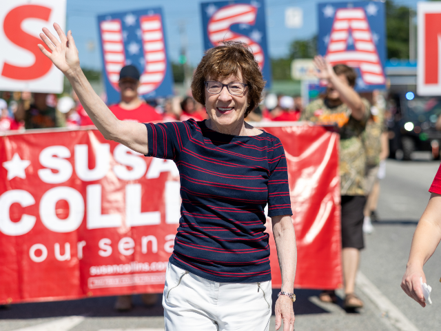LISBON, MAINE - JULY 11: U.S. Sen. Susan Collins (R-ME) walks in the annual Moxie Day Para