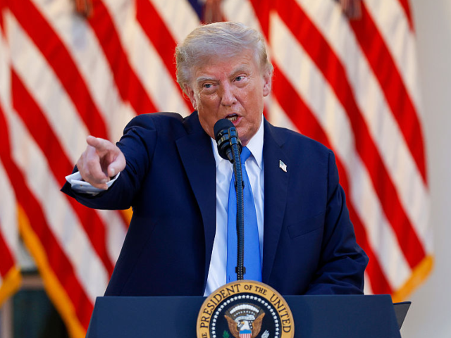 WASHINGTON, DC - SEPTEMBER 02: U.S. President Donald Trump speaks as he hosts a dinner in