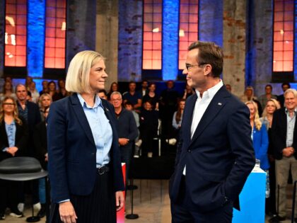 Candidates for Prime Minister, Magdalena Andersson (L) of the Social Democrats and Ulf Kri