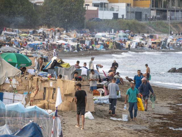 CEUTA, SPAIN - SEPTEMBER 14: Migrant settlement on El Trampolin beach, on 14 September, 20