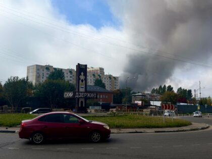 Smoke rises from the area of the Russian oil producer Gazprom Neft's Moscow oil refinery a